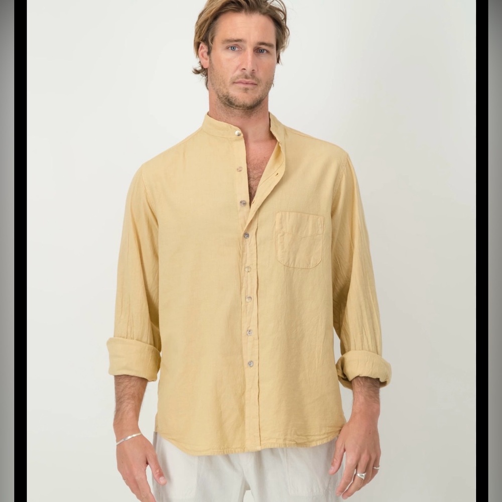 GAP oversized linen button up shirt, mandarin collar and chest pocket